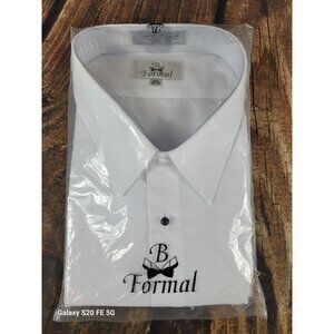 Size 4XL 38/39 White Traditional Tuxedo Shirt Laydown Prom Wedding New Package
